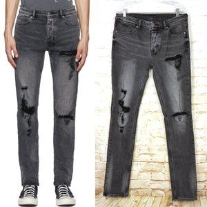 Ksubi Mens 34X32 Van Winkle Hazlow Angst Trashed Jeans Black Button Fly Grunge